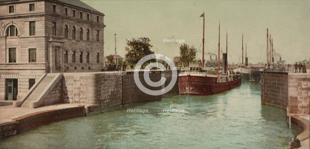 Entering Poe Lock, Sault Ste. Marie, Michigan, ca 1900. Creator: Unknown.