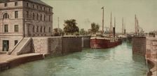 Entering Poe Lock, Sault Ste. Marie, Michigan, ca 1900. Creator: Unknown