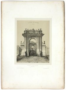 Entering the Villa Santucci, from Souvenirs d’Italie: Expédition de Rome, 1850. Creator: Auguste Raffet