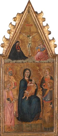 Enthroned Madonna and Child with four saints..., c1380-1395. Creators: Cristoforo di Bindoccio, Meo di Pero