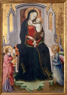 Enthroned Madonna and Child with two angels, 1428-1429. Creator: Arcangelo di Cola (active 1416-1429)