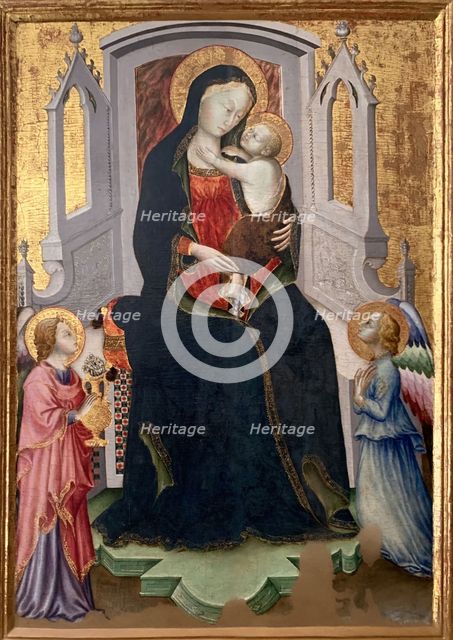 Enthroned Madonna and Child with two angels, 1428-1429. Creator: Arcangelo di Cola (active 1416-1429).