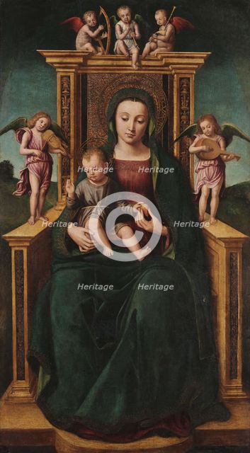 Enthroned Madonna with Child and Angels, 1510-1515. Creator: Brea, Ludovico (Louis) (c. 1450-c. 1523).