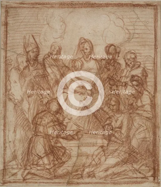 Enthroned Madonna with Child and eight saints (Composition study), 1528. Artist: Andrea del Sarto (1486-1531)