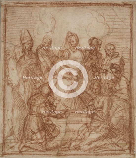 Enthroned Madonna with Child and eight saints (Composition study), 1528. Artist: Andrea del Sarto (1486-1531)