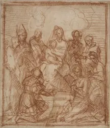 Enthroned Madonna with Child and eight saints (Composition study), 1528. Artist: Andrea del Sarto (1486-1531)