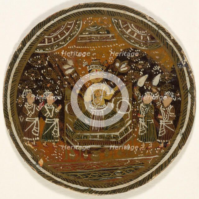 Enthroned and Crowned Buddha Holding Lotuses, King of the Buddha Suit..., 19th century. Creator: Unknown.