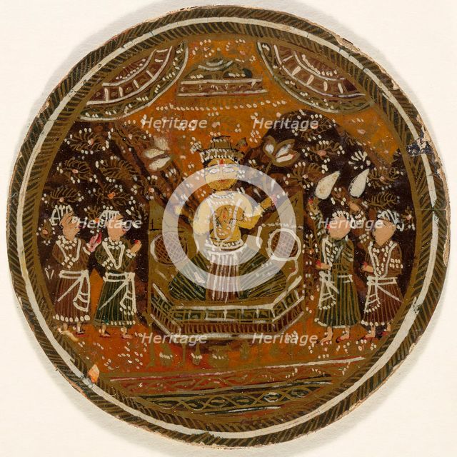 Enthroned and Crowned Buddha Holding Lotuses, King of the Buddha Suit..., 19th century. Creator: Unknown.
