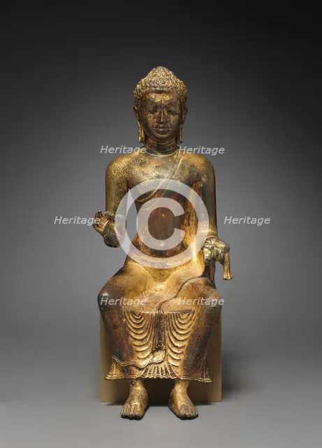 Enthroned Buddha preaching, 700s-800s. Creator: Unknown.