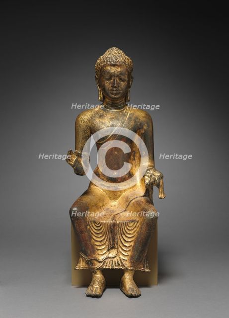 Enthroned Buddha preaching, 700s-800s. Creator: Unknown.