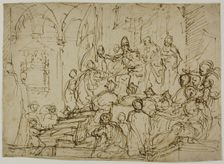 Enthroned King with Attendants, n.d. Creator: Domenico Cresti