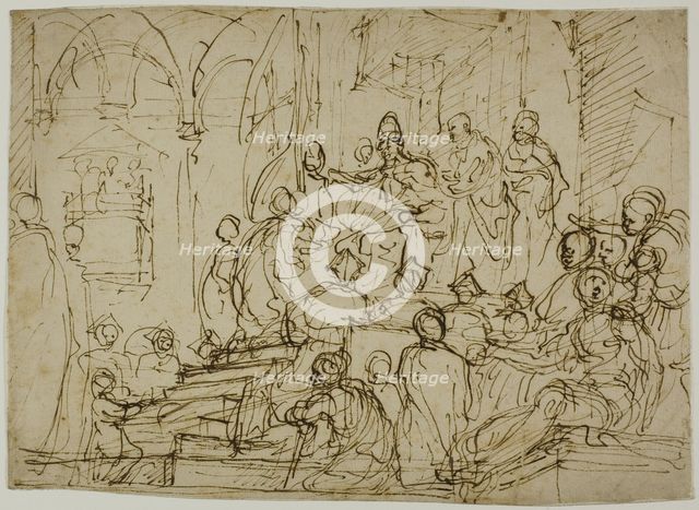Enthroned King with Attendants, n.d. Creator: Domenico Cresti.