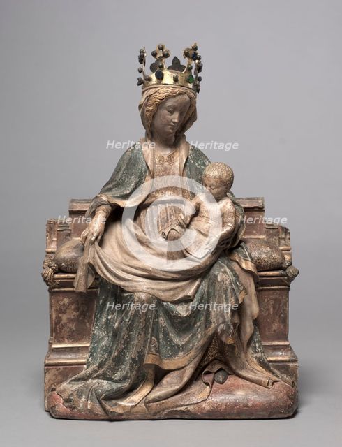 Enthroned Virgin with the Writing Christ Child, c. 1400. Creator: Unknown.