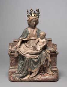 Enthroned Virgin with the Writing Christ Child, c. 1400. Creator: Unknown