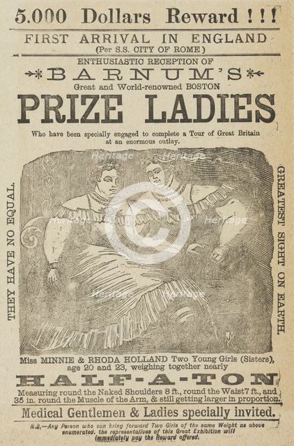 Enthusiastic Reception of Barnum's Great and World-renowned Boston Prize Ladies, c1885.  Creator: Unknown.
