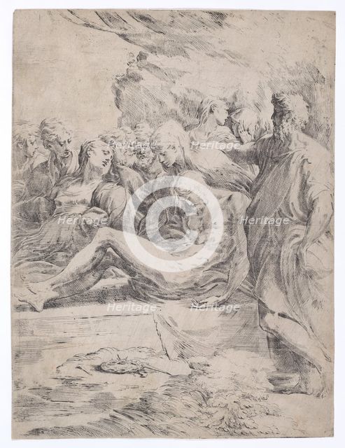 Entombment Facing Left, 1529-1530., 1529-1530. Creator: Parmigianino.
