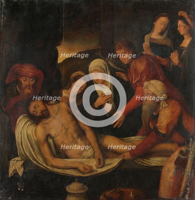 Entombment of Christ with Joseph of Arimathea and Nicodemus, Mary Magdalene, the Virgin and Saint Jo Creator: Anon.