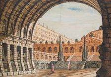 Entrance arch with obelisks. Creator: Basoli, Antonio (1774-1843)