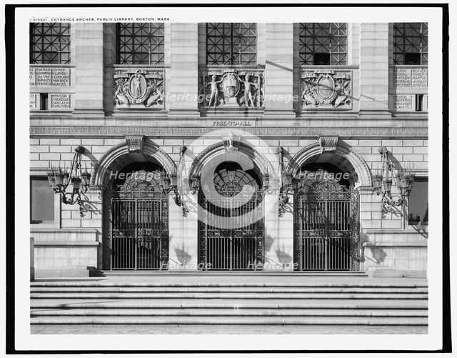 Entrance arches, Boston Public Library, Boston, Mass., c1907. Creator: Unknown.