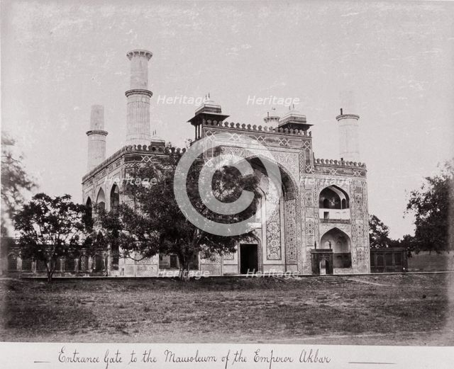 Entrance Gate to the Mausoleum of the Emperor Akbar, Late 1860s. Creator: Samuel Bourne.