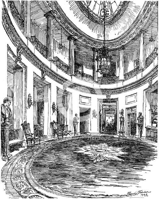 Entrance hall of the RAC clubhouse, Pall Mall, London, 1946. Artist: Hanslip Fletcher