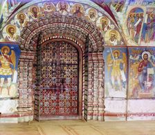 Entrance into the Church of Saint John the Precursor, from the gallery..., Yaroslavl, 1911. Creator: Sergey Mikhaylovich Prokudin-Gorsky