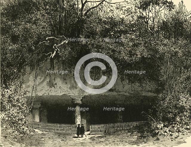 'Entrance of Cave at Elephanta (Bombay Presidency)', 1890.  Creator: Unknown.