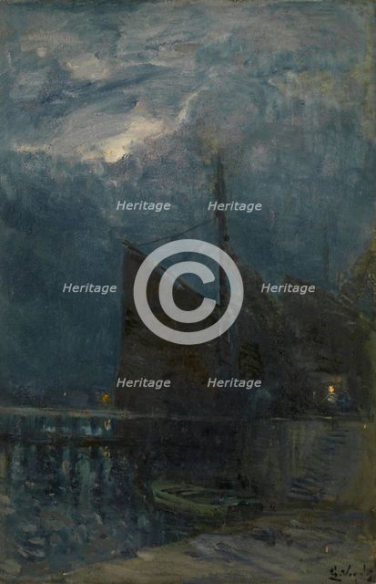 Entrance of a Harbour by Night, c1870-1890s. Creator: Guillaume Vogels.