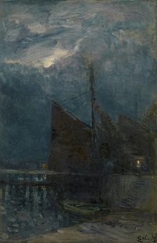 Entrance of a Harbour by Night, c1889. Creator: Guillaume Vogels