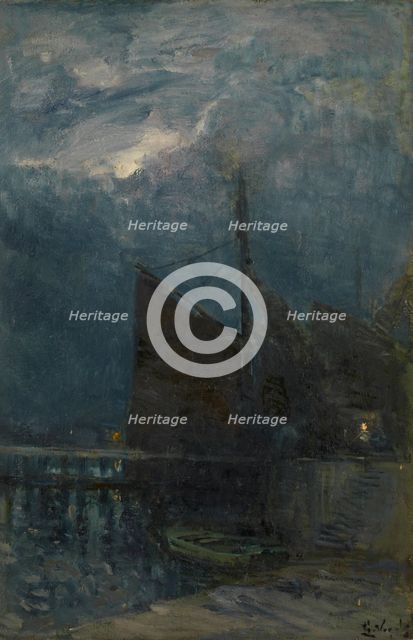 Entrance of a Harbour by Night, c1889. Creator: Guillaume Vogels.
