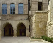 Entrance of Forty Martyrs Cathedral, Gregorian Armenian Church, Aleppo, Syria, 2001. Creator: LTL