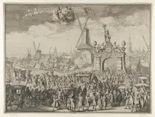 Entrance of William III into The Hague (Inhaling van S.K. Maj. aende Westeynder brug door ..., 1691. Creator: Romeyn de Hooghe