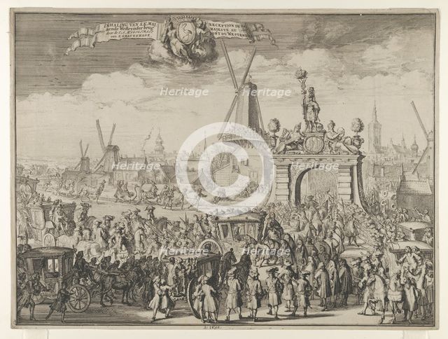 Entrance of William III into The Hague (Inhaling van S.K. Maj. aende Westeynder brug door ..., 1691. Creator: Romeyn de Hooghe.