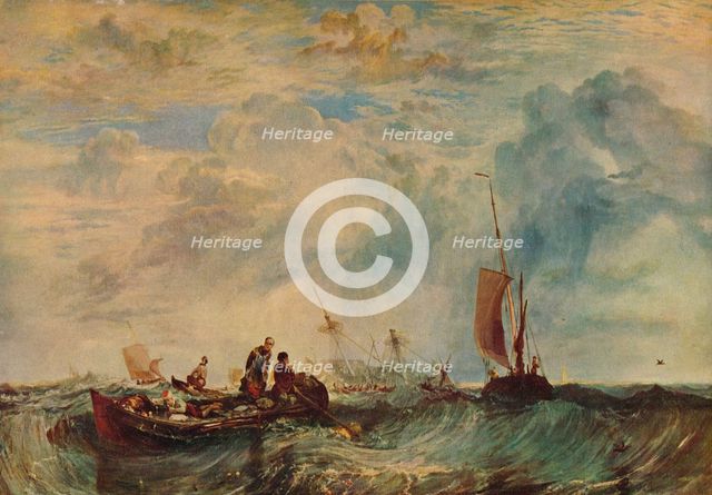 'Entrance of the Meuse: Orange-Merchant on the Bar, Going to Pieces', c1819. Artist: JMW Turner.