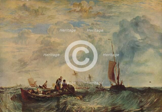 'Entrance of the Meuse: Orange-Merchant on the Bar, Going to Pieces', c1819. Artist: JMW Turner.