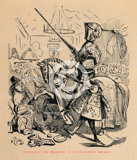 'Entrance of the Champion, at the Coronation Banquet', c1860, (c1860). Artist: John Leech.