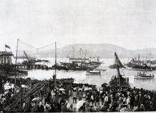 Entrance of the King, with his mother in Vigo, 1900, Alfonso XIII, King of Spain (1886-1941), e…