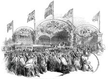Entrance of the Queen into the Great Central Railway Station, Newcastle-Upon-Tyne, 1850. Creator: Ebenezer Landells