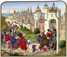 Entrance of the Queen Isabeau of Bavaria into Paris c1500, (1870).Artist: Franz Kellerhoven