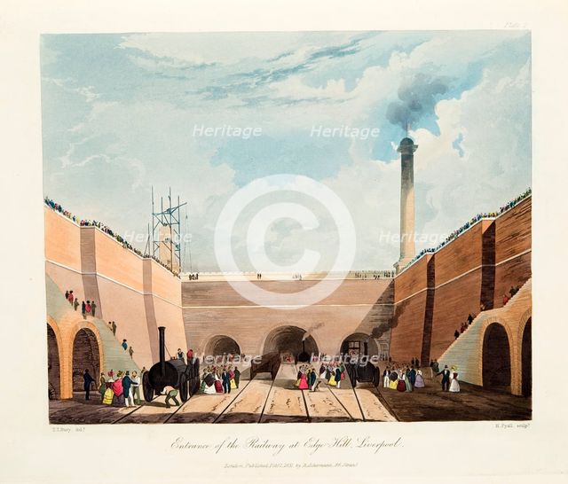 'Entrance of the Railway at Edge Hill', Liverpool, 1831. Creator: Thomas Talbot Bury.