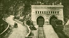 Entrance of the Simplon Tunnel (12 1/2 Miles Long) Connecting Switzerland and Italy c1930. Creator: Unknown