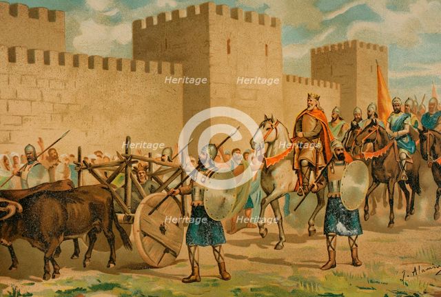 Entrance of the Visigoth king Wamba, (c630-688) to the city of Toledo, 1888.  Creator: Juan Alaminos.