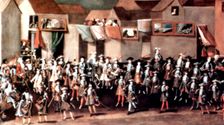 Entrance of viceroy Morcillo in Potosi, detail of the painting by Melchor Perez de Holguin