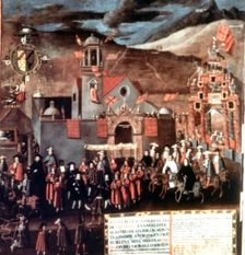 Entrance of viceroy Morcillo in Potosi, detail of the painting by Melchor Perez de Holguin