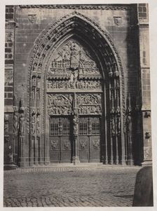 Entrance, St. Lorenz Cathedral, Nuremberg, c. late 1850"s. Creator: Schrag, attributed to