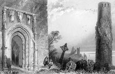 Entrance to a temple, Clonmacnoise, Ireland, 19th century.Artist: R Brandard