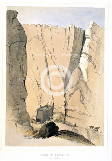 Entrance to a tomb in the Valley of the Kings near Thebes, Egypt, 1855. Artist: Unknown