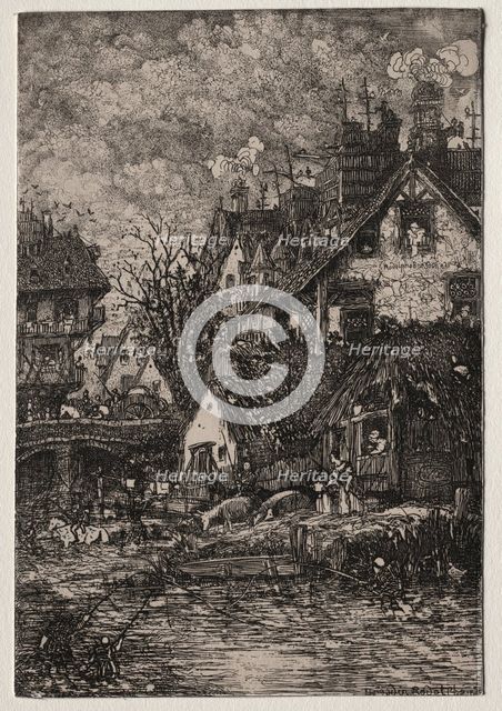 Entrance to a Village, 1861. Creator: Rodolphe Bresdin (French, 1822-1885); Auguste Delâtre.