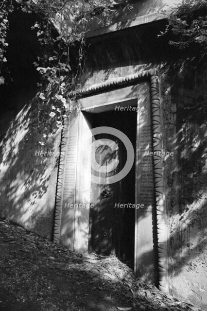 Entrance to a catacomb, Highgate Cemetery, Hampstead, London, 1991. Artist: John Gay.