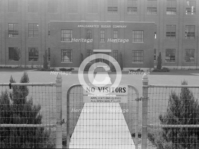 Entrance to Amalgamated Sugar Company factory at opening..., Nyssa, Malheur County, Oregon, 1939. Creator: Dorothea Lange.